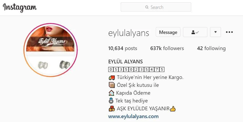 Müşterimiz Eylül Alyans - Instagram Hesabı 