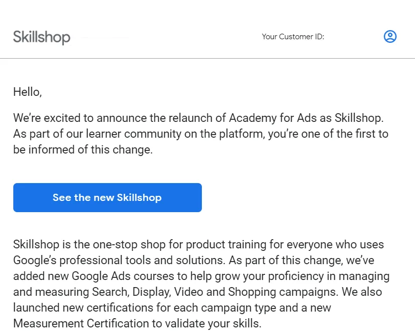 Google Ads Academy Skillshop olarak değişti. Google Ads Academy Skillshop olarak değişti.