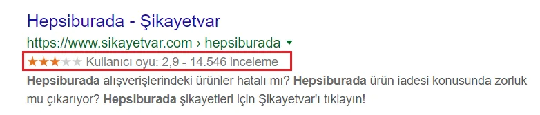 Yorum ve Yıldız Rich Snippet Yorum ve Yıldız Rich Snippet